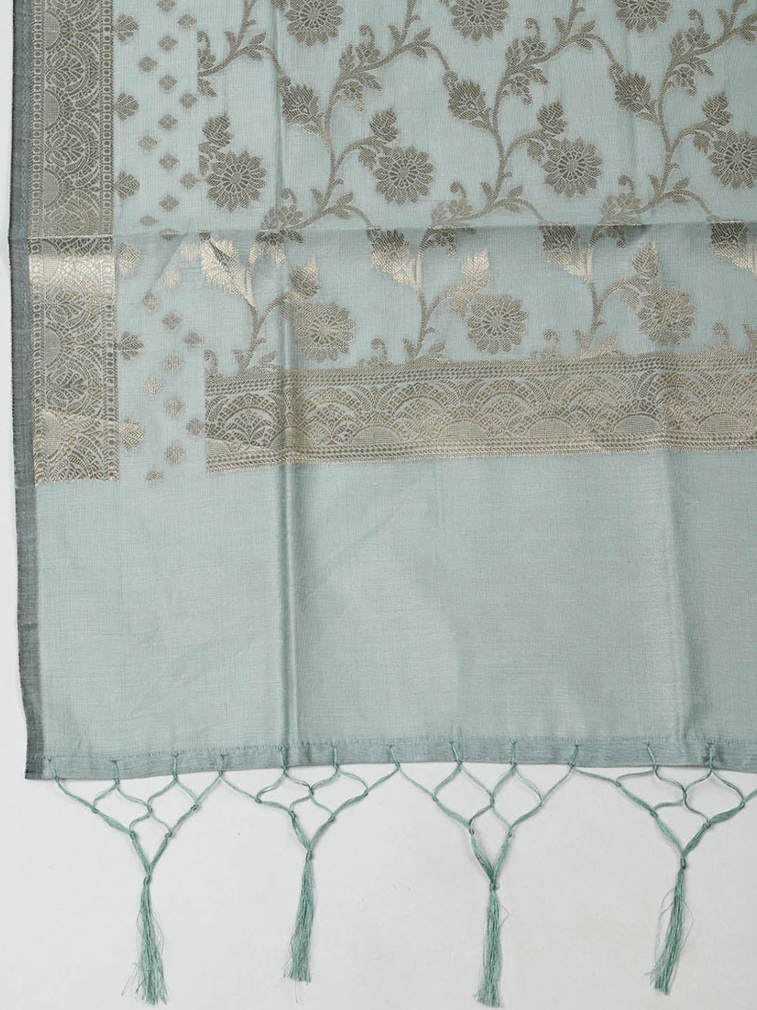 Woven Design Chanderi Unstitched Suit With Pant &amp; Dupatta