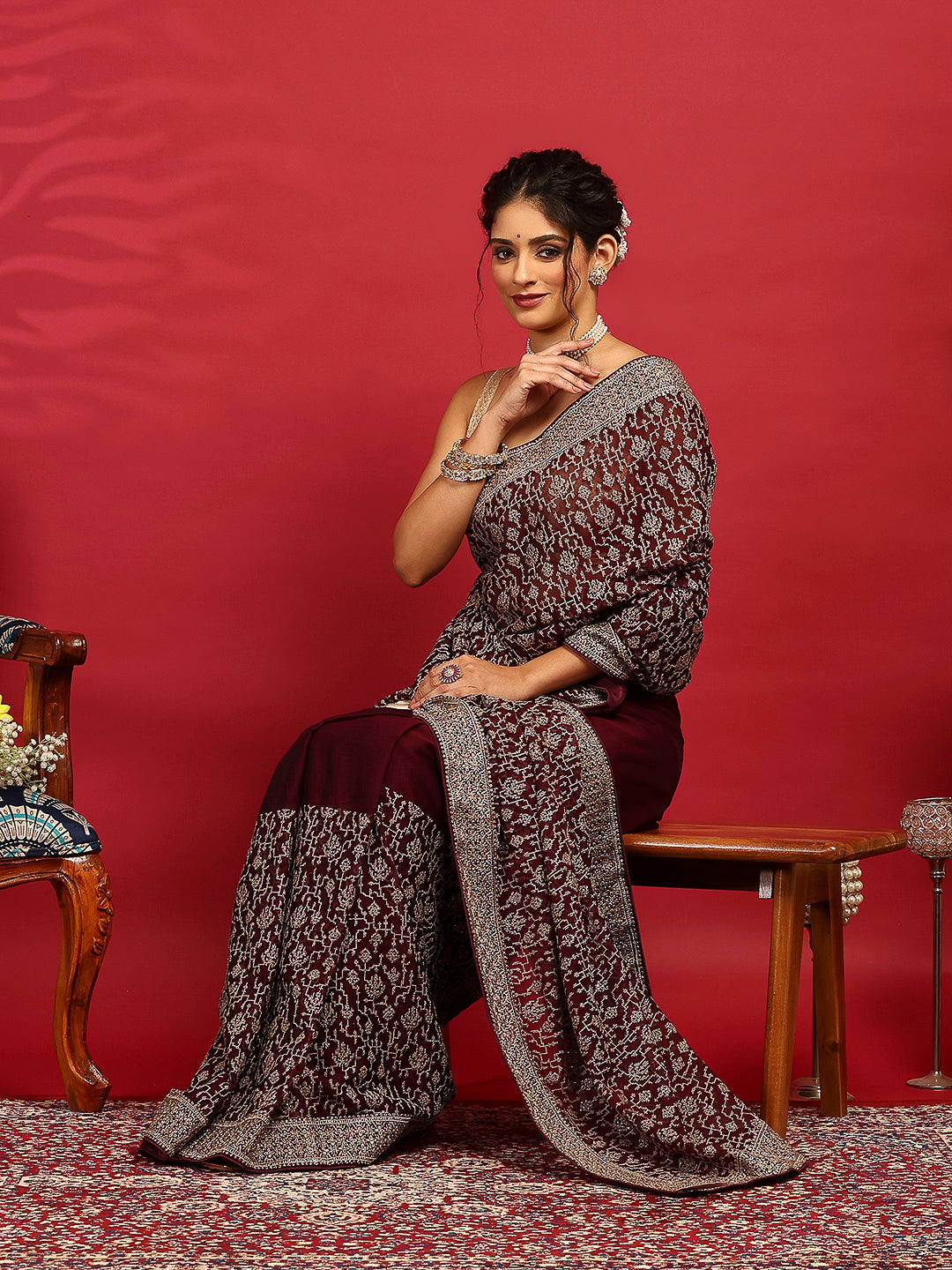 Embroidered Georgette Saree