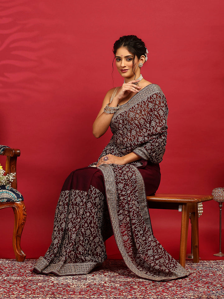 Embroidered Georgette Saree