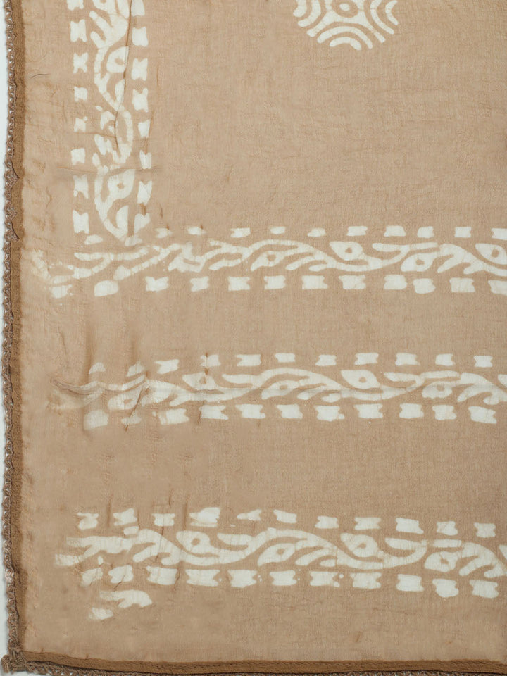 Printed Cotton Blend Unstitched Kurta With Pant &amp; Dupatta