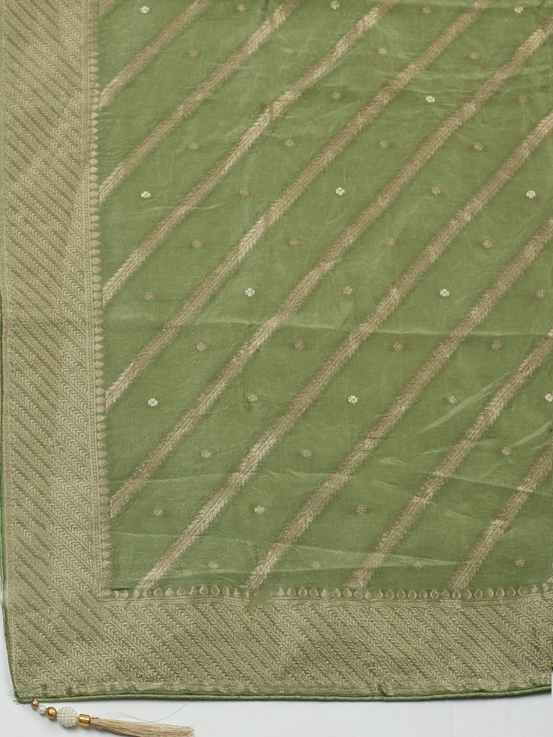 Embroidered Chanderi Unstitched Suit With Pant &amp; Dupatta