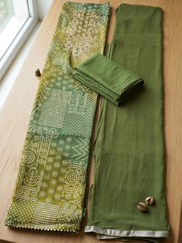 Embroidered Cotton Blend Unstitched Suit With Pant &amp; Dupatta