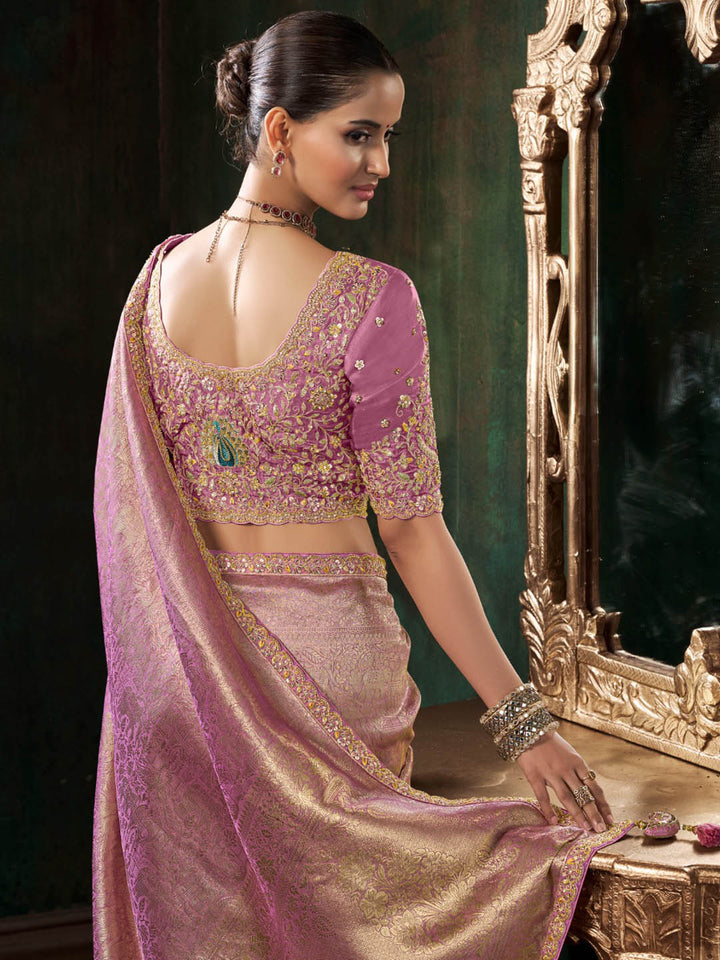 Woven Design &amp; Embroidered Border Art Silk Saree