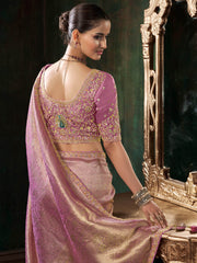 Woven Design & Embroidered Border Art Silk Saree