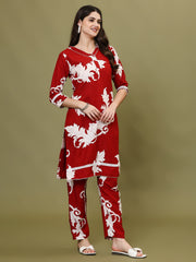 Floral Printed Cotton Kurta With Pants