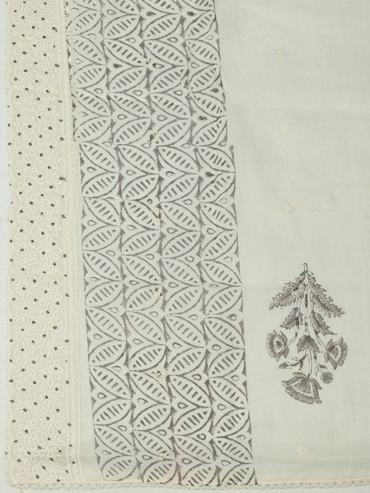 Printed Cotton Unstitched Suits Printed Suit With Pant &amp; Dupatta