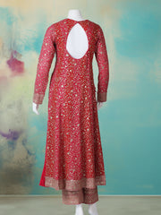 Embroidered Georgette Kurta With Pant & Dupatta