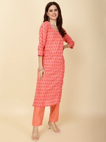 Printed Cotton Kurta Set