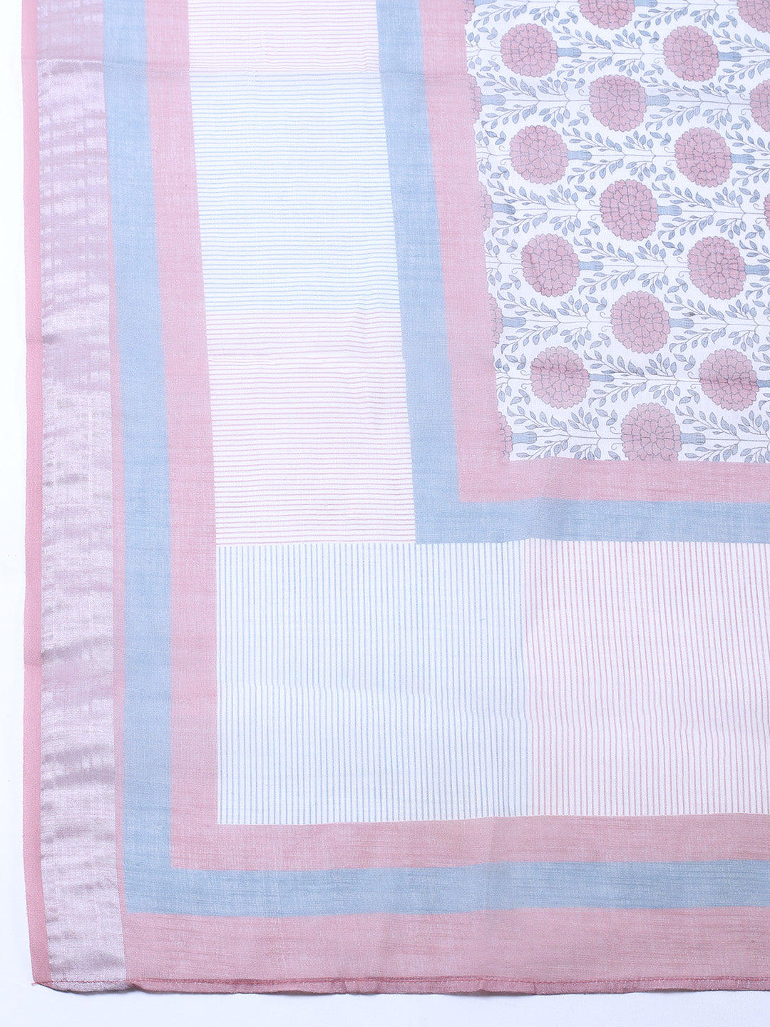 Printed Linen Blend Unstitched Suit With Pant &amp; Dupatta