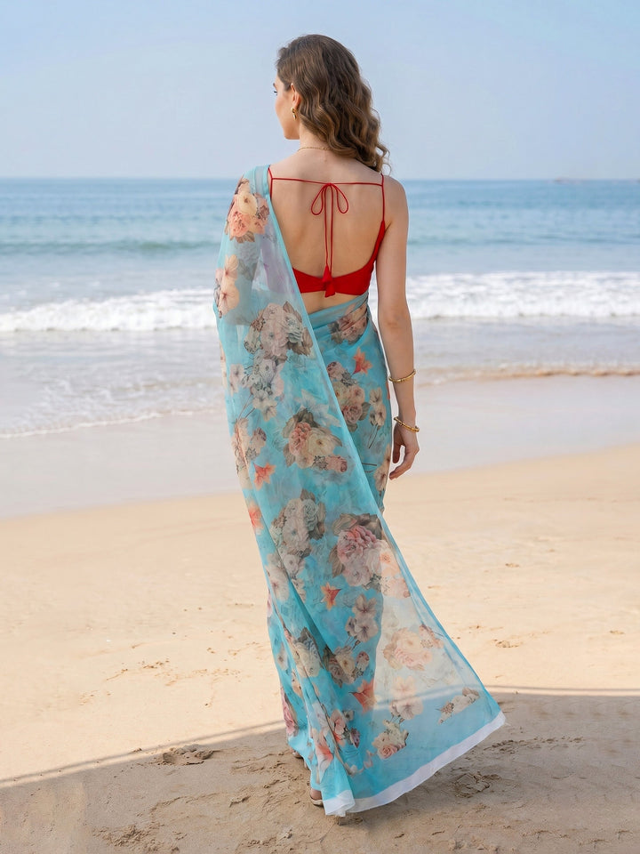 Digital Print Chiffon Saree