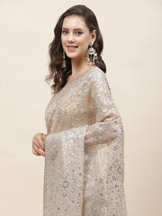 Resham Jaal Embroidery Organza Saree