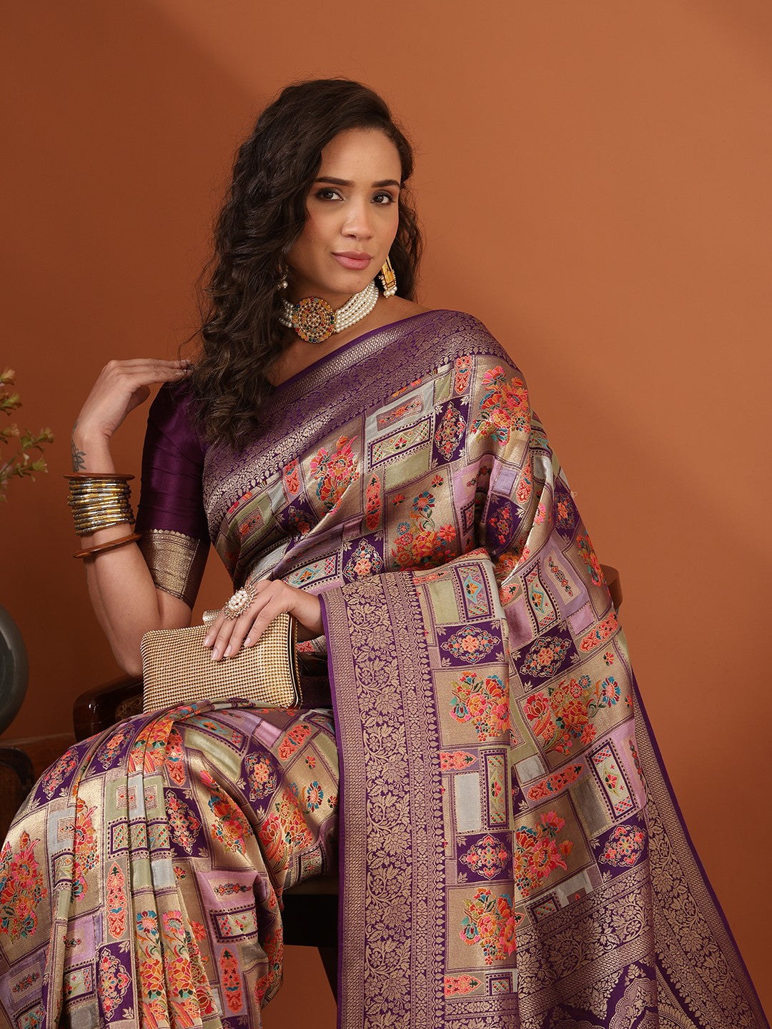 Woven Design Satin Saree