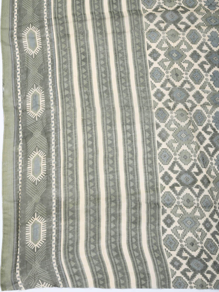 Printed Cotton Blend Unstitched Suit With Pant &amp; Dupatta