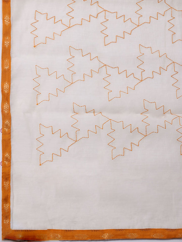 Neck Embroidered Cotton Blend Unstitched Suit With Dupatta