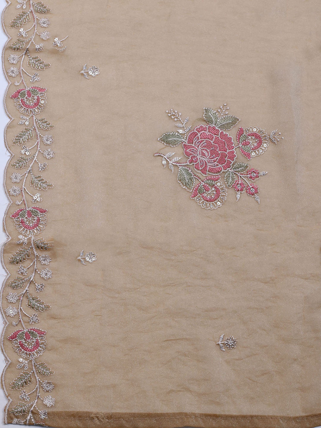 Embroidered Tissue Unstitched Suit With Dupatta