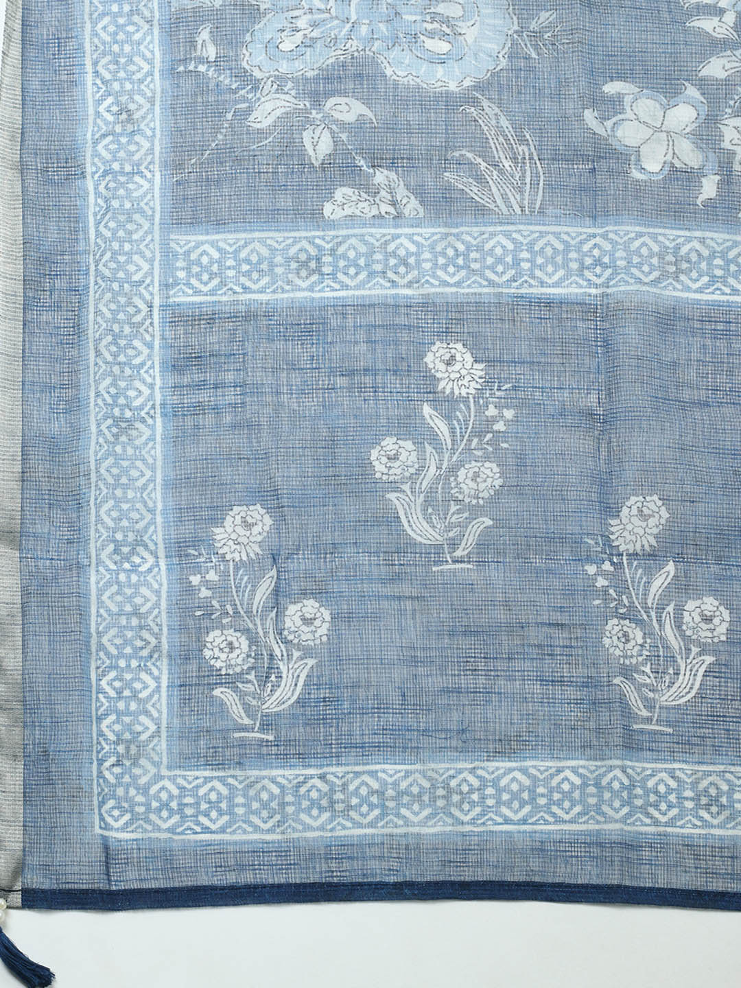 Printed Cotton Blend Unstitched Suit With Pant Dupatta