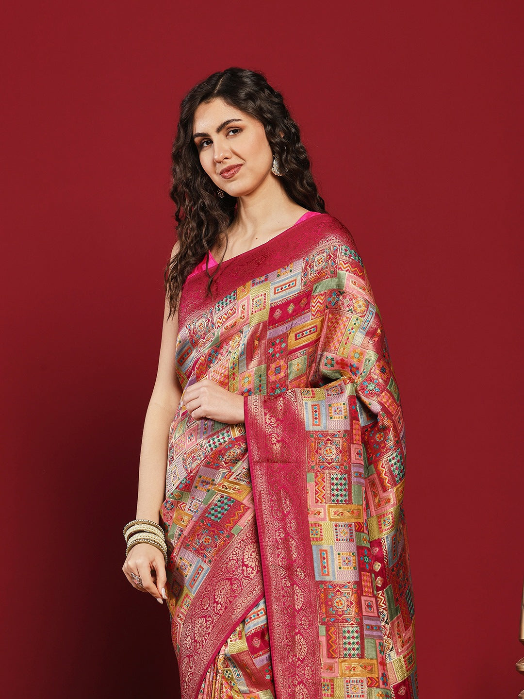 Woven Design Satin Saree