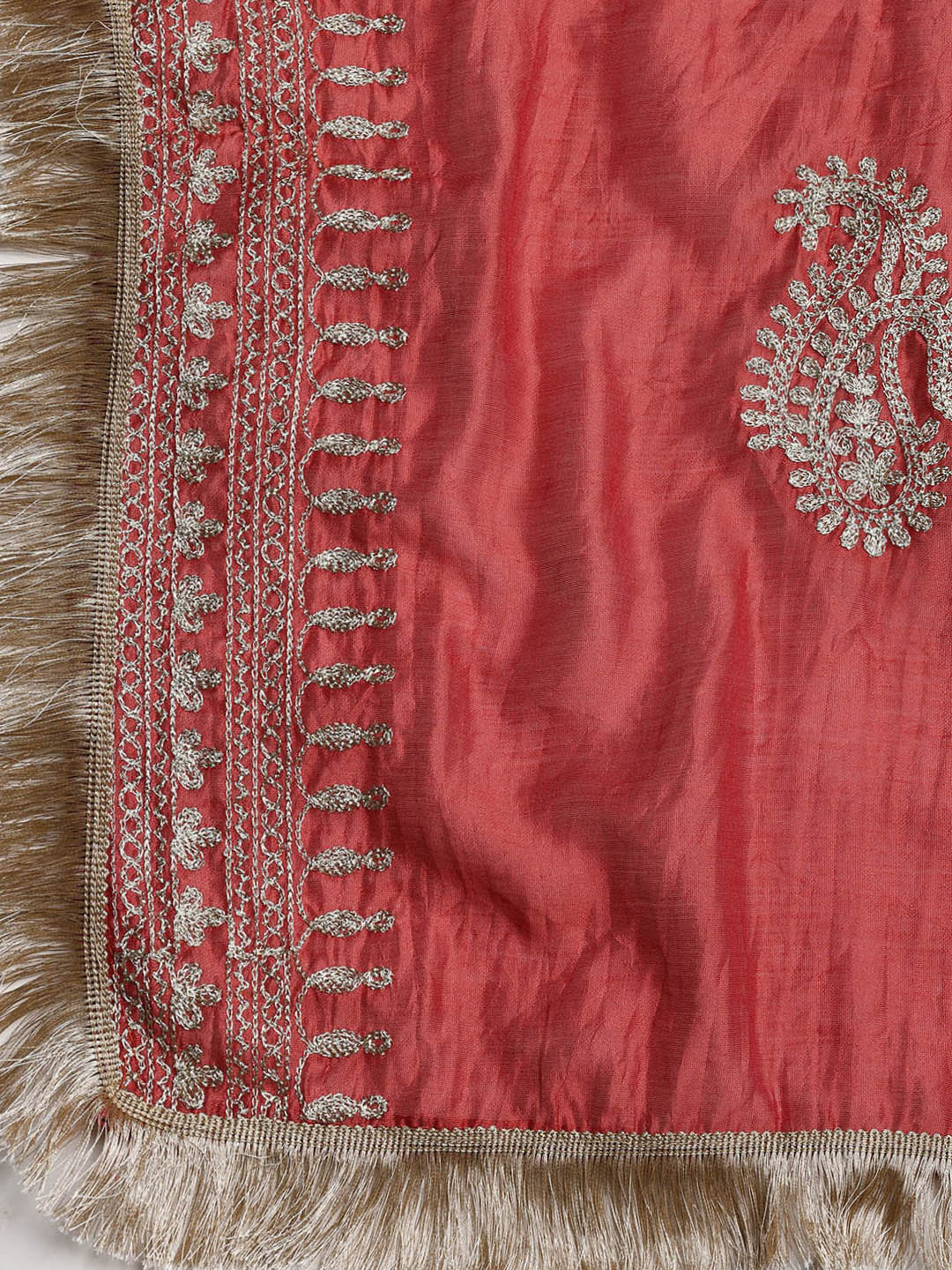 Embroidered Chanderi Unstitched Suit With Dupatta