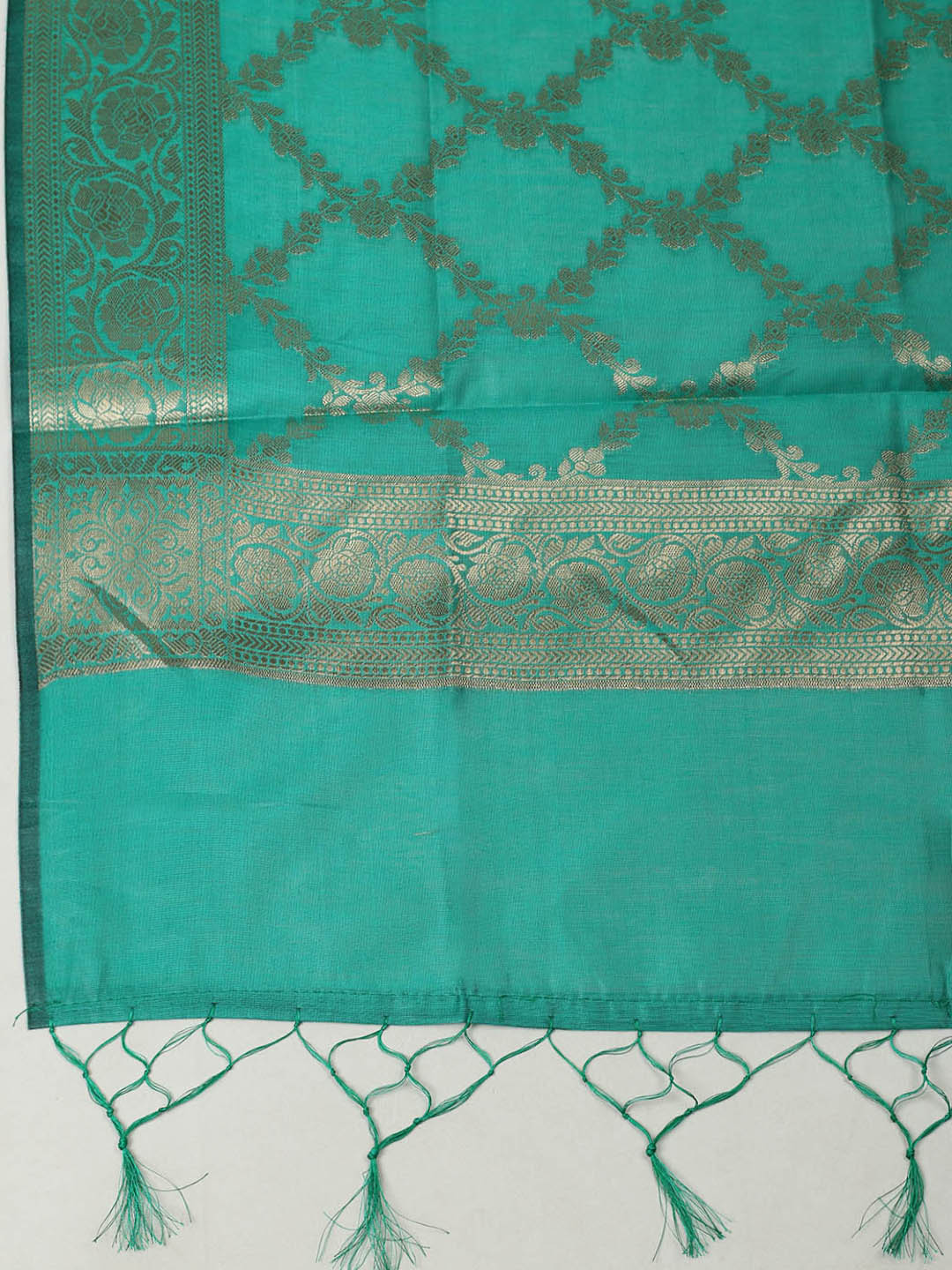 Woven Design Chanderi Unstitched Suit With Pant &amp; Dupatta