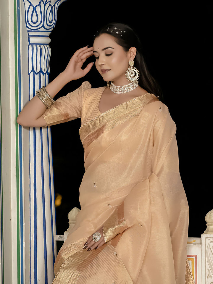 Embroidered Linen Blend Saree
