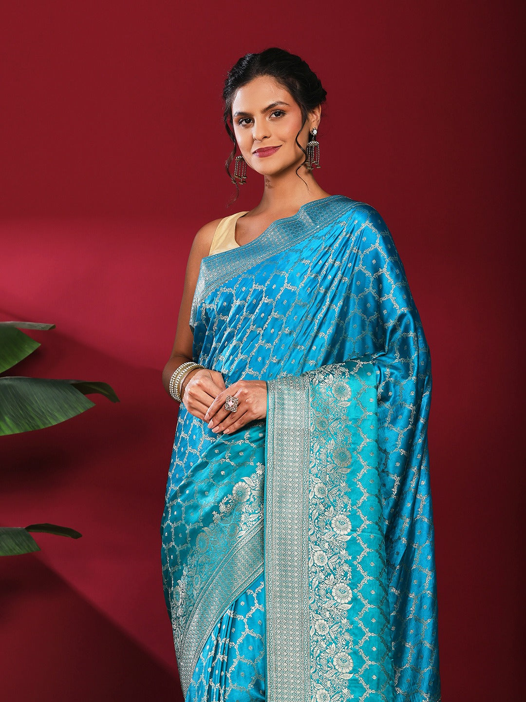 Woven Design Satin Saree
