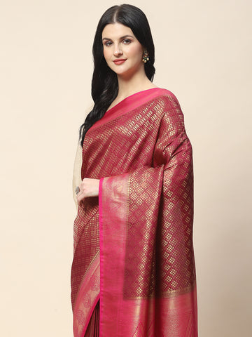 Zari Border Booti Woven Handloom Saree