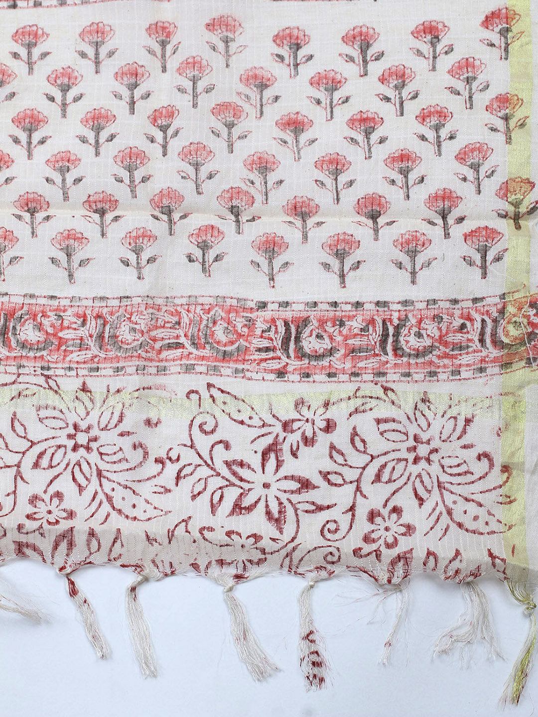 Printed Cotton Blend Unstitched Suit With Pant &amp; Dupatta