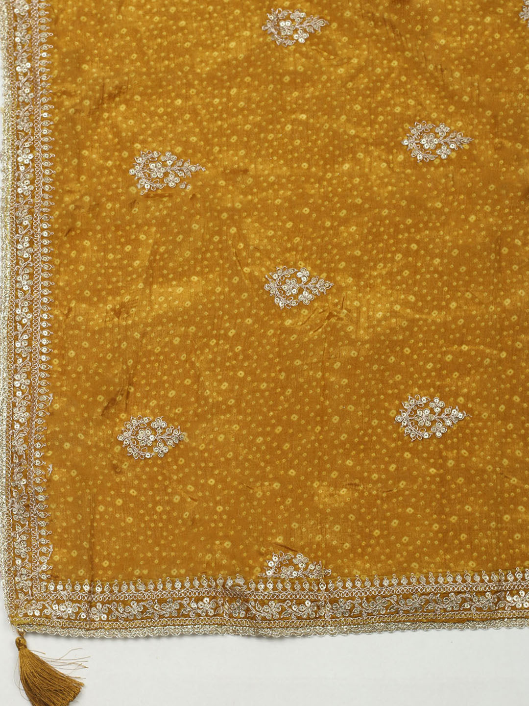 Embroidered Art Silk Unstitched Suit With Dupatta
