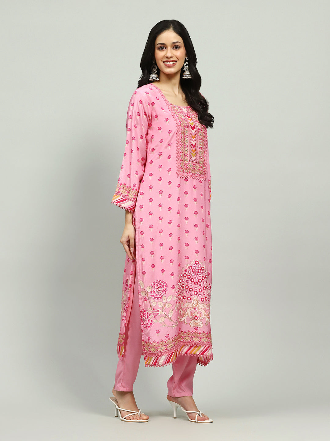 Printed Muslin Kurta With Pants &amp; Dupatta