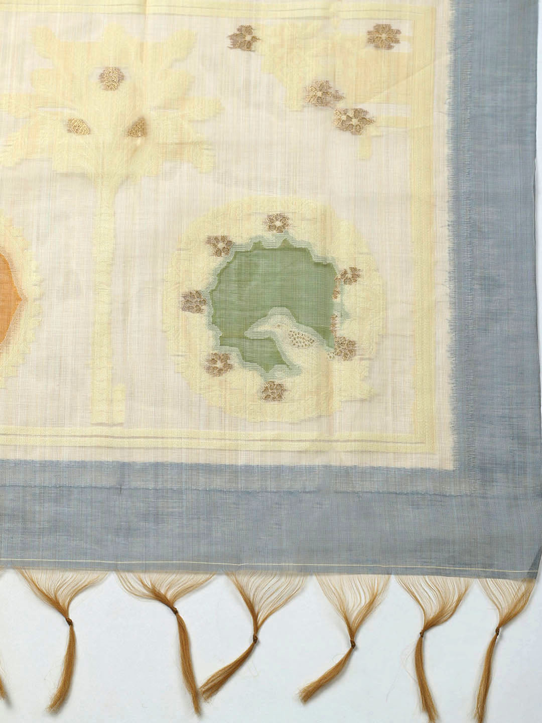 Printed Chanderi Unstitched Suit With Pant &amp; Dupatta