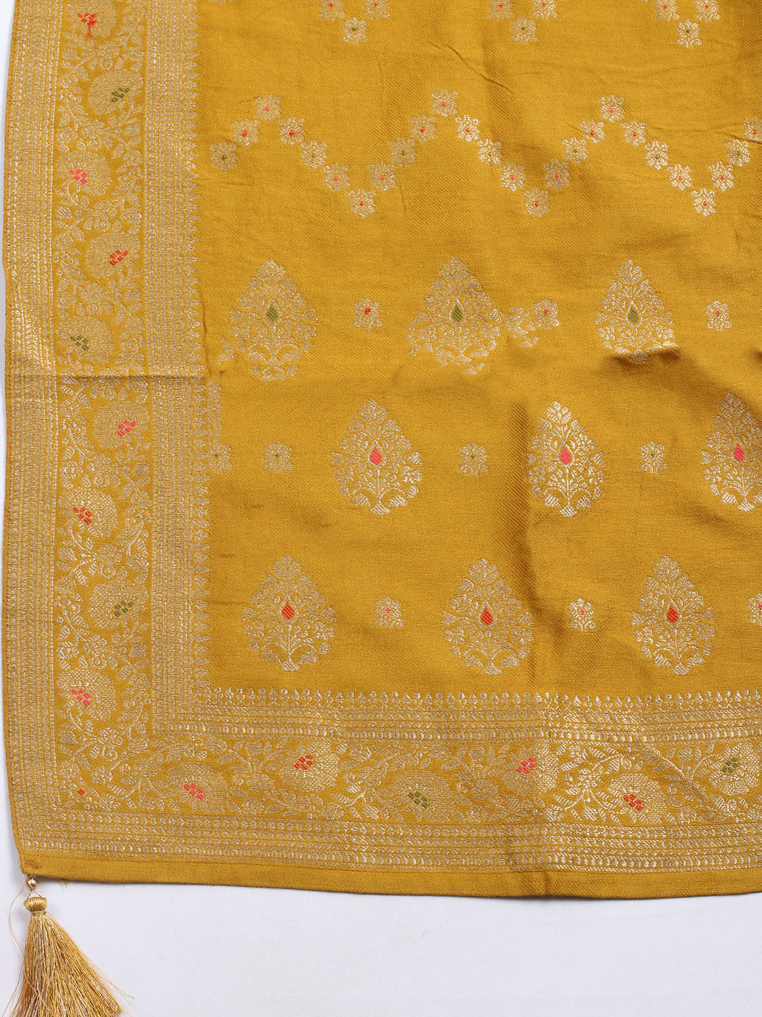 Pashmina Woven Design Unstitched Kurta With Pant &amp; Dupatta