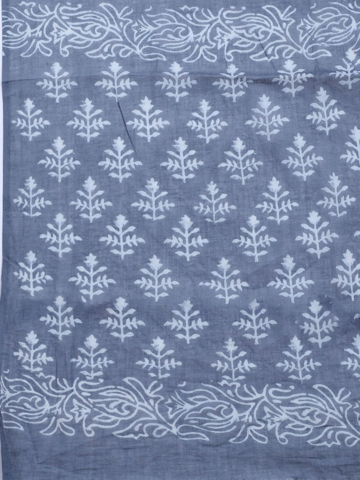 Printed Cotton Blend Unstitched Kurta With Pant &amp; Dupatta