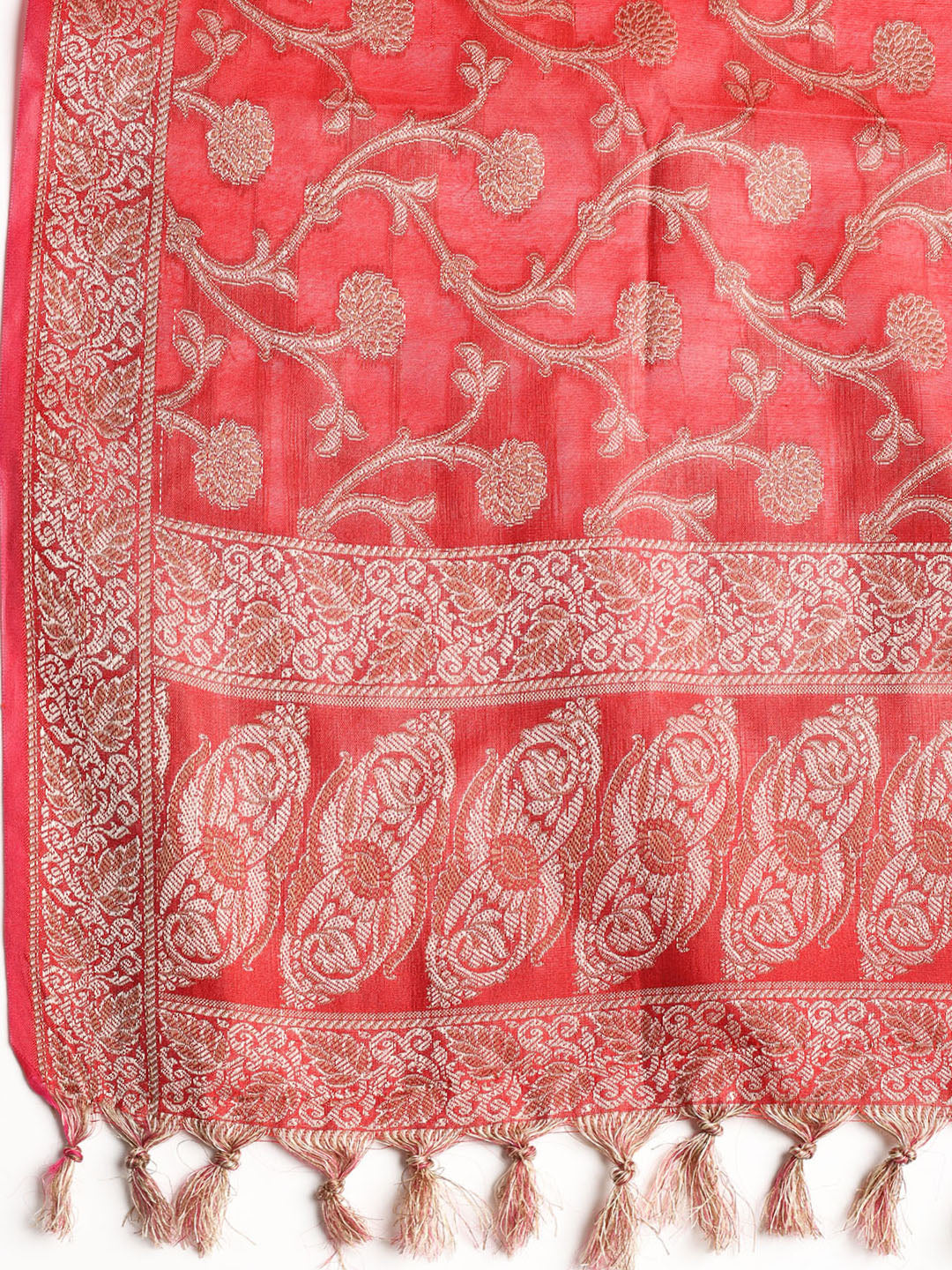 Woven Banarasi Chanderi Unstitched Suit With Dupatta