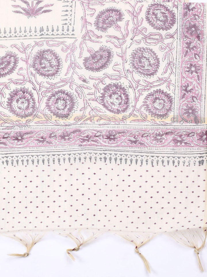 Printed Cotton Blend Unstitched Suit With Pant &amp; Dupatta