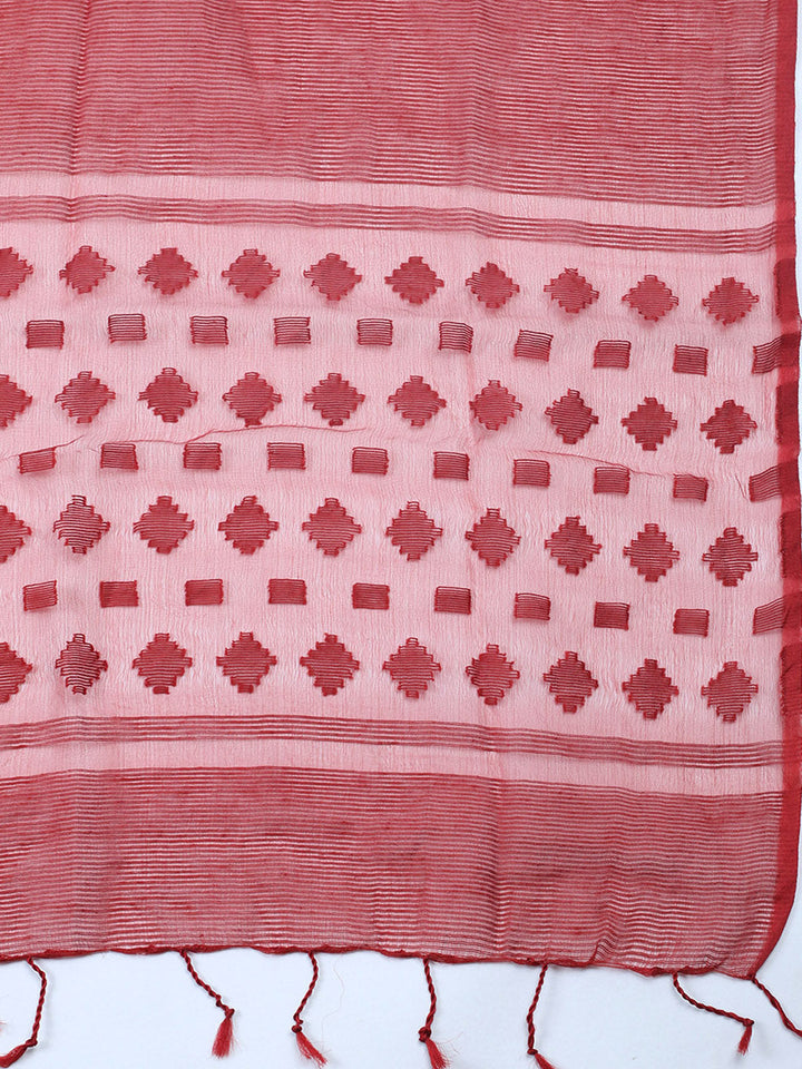 Embroidered Cotton Blend Unstitched Suit With Pant &amp; Dupatta