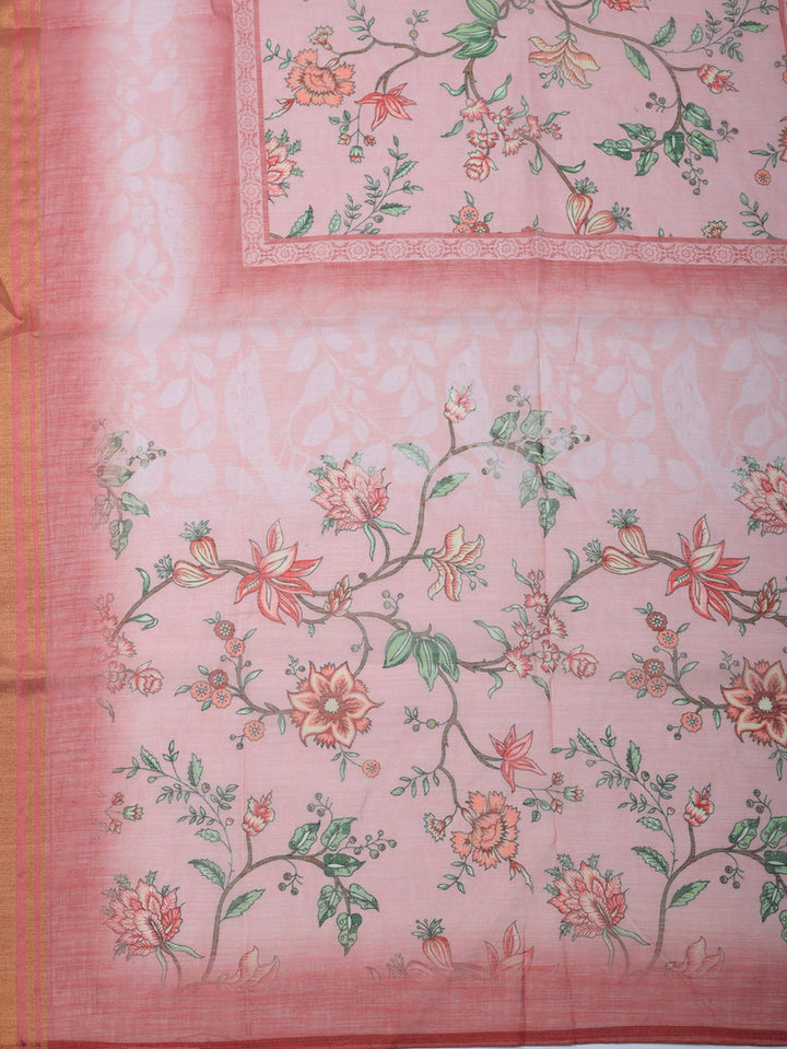Embroidered Cotton Blend Unstitched Suit With Pant &amp; Dupatta