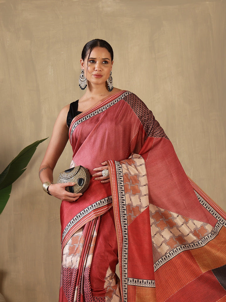 Printed Tussar Saree