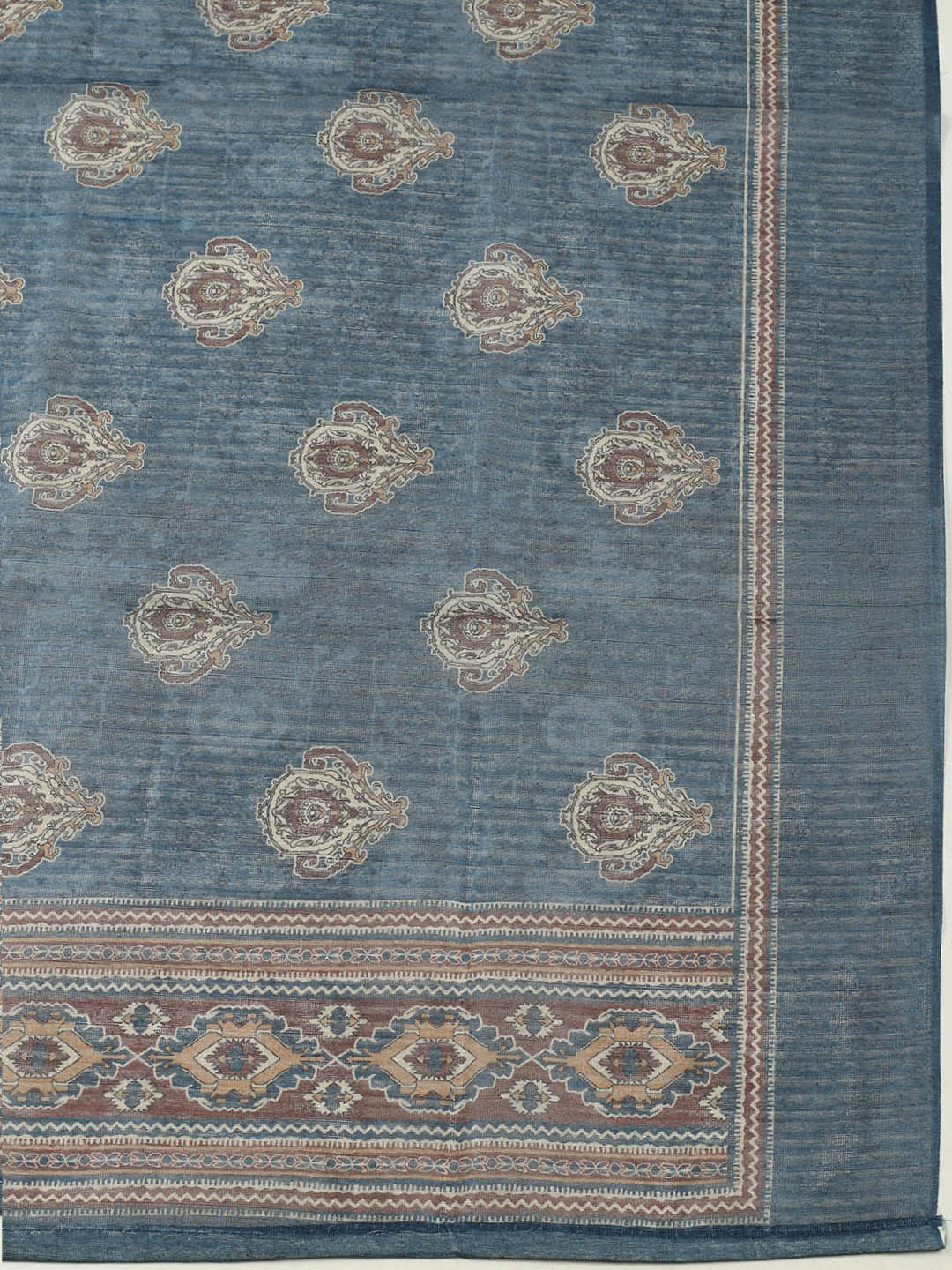 Printed Chanderi Unstitched Suit With Pant &amp; Dupatta