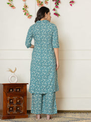 Printed Cotton Blend Kurta With Pants