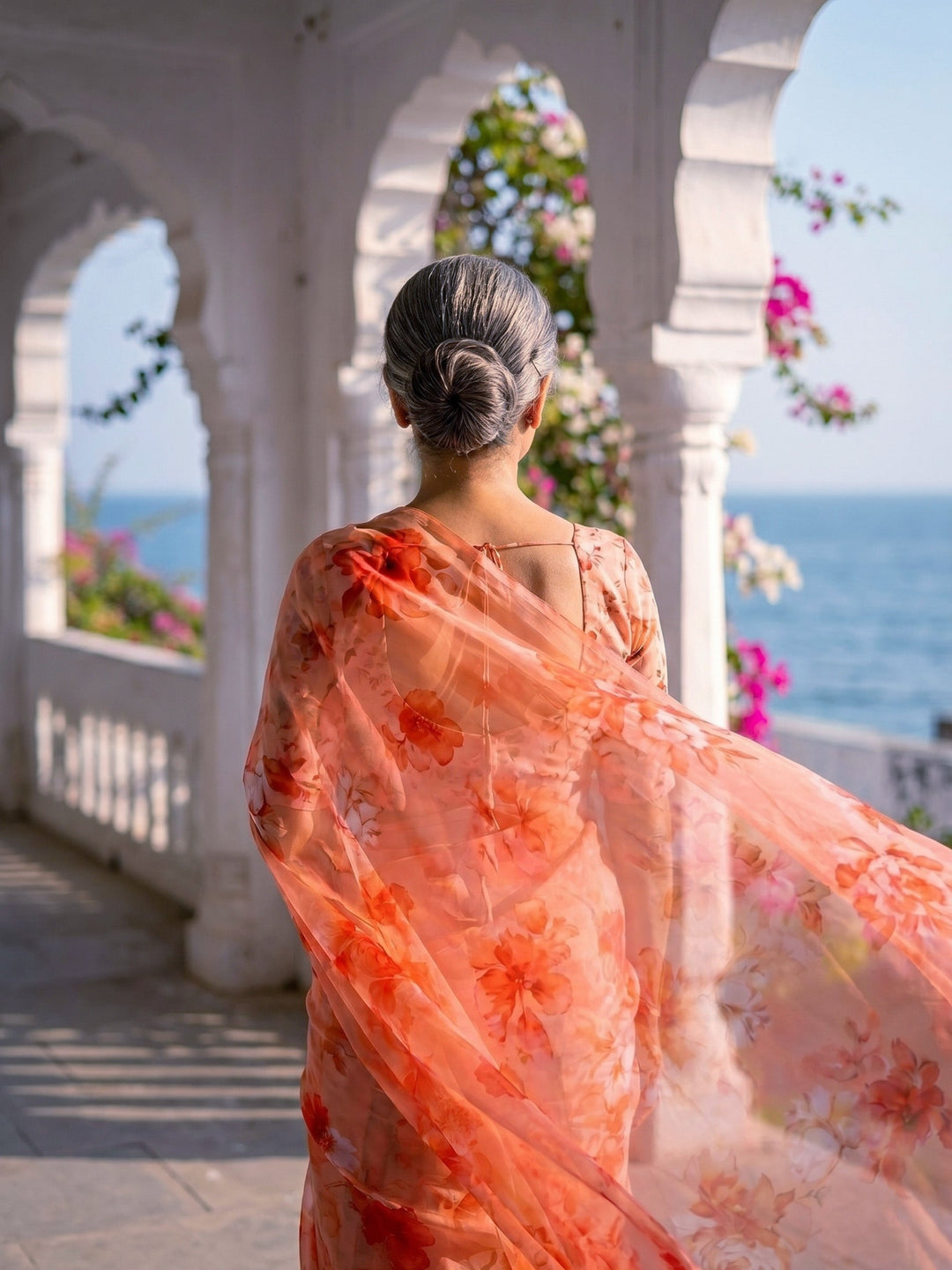 Digital Print Chiffon Saree
