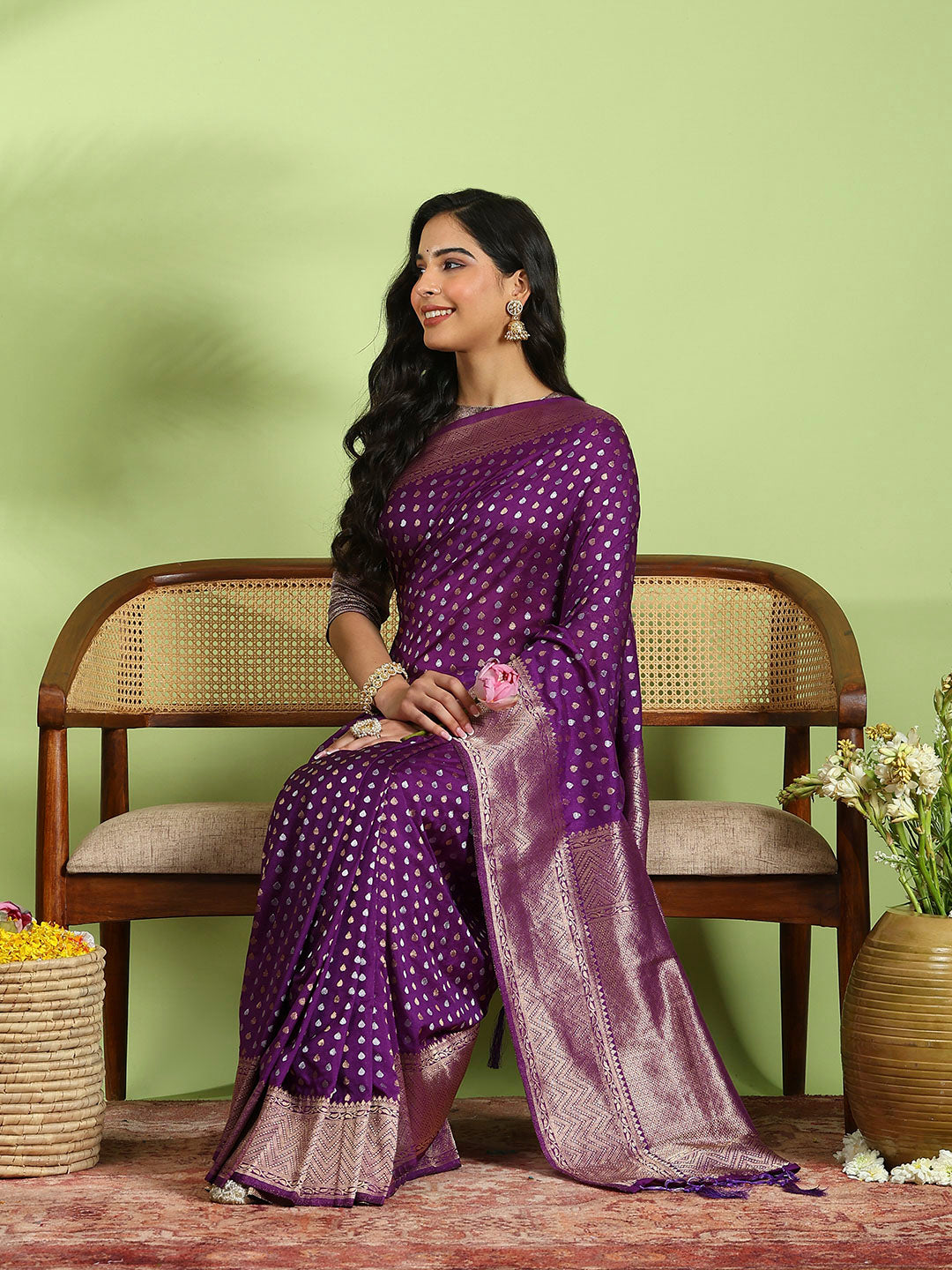 Plain Crepe Saree