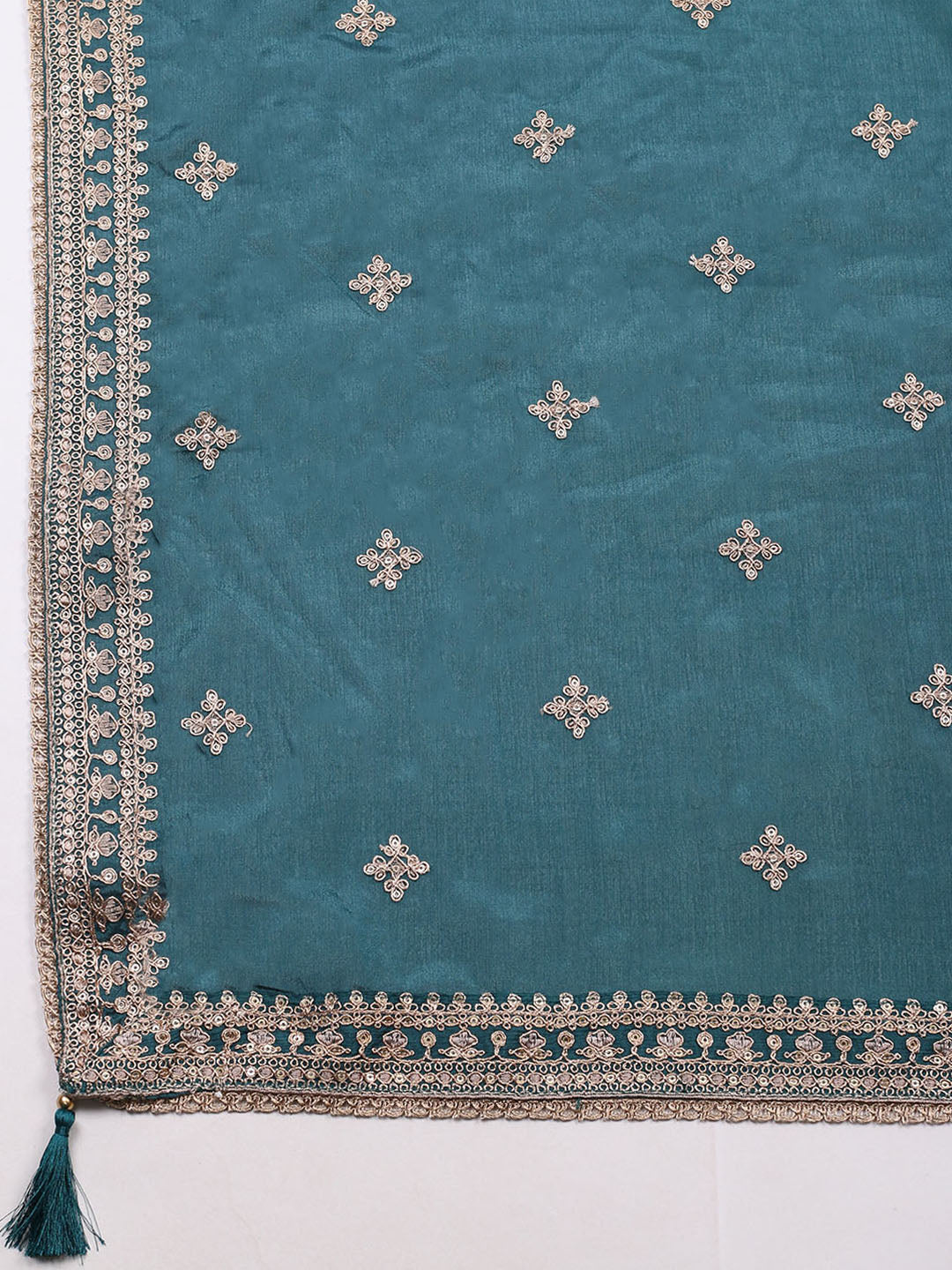 Embroidered Chinon Unstitched Suit With Pant &amp; Dupatta