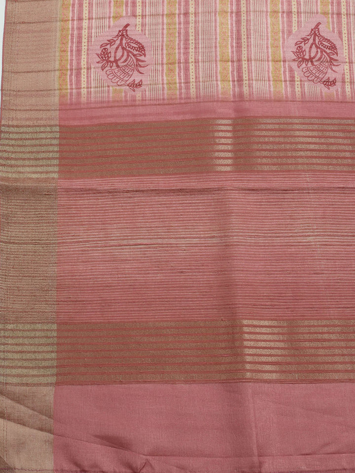 Embroidered Tussar Unstitched Kurta With Pant &amp; Dupatta