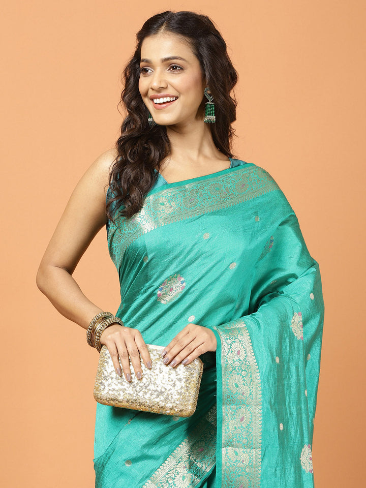 Plain Zari Border Art Silk Woven Saree
