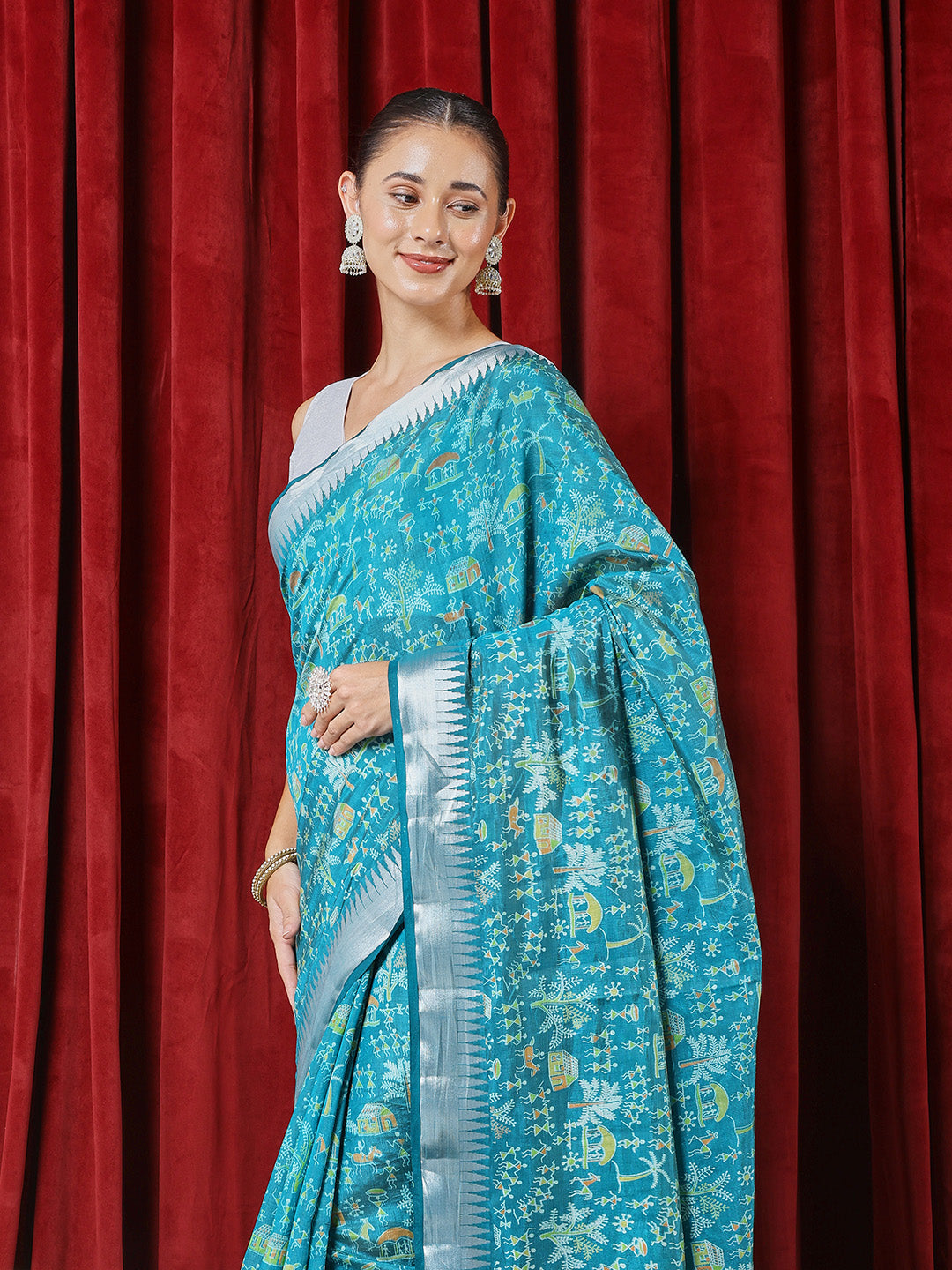 Digital Printed Art Silk Saree