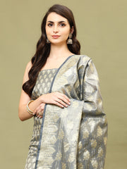 Woven Chanderi Unstitched Suit With Dupatta