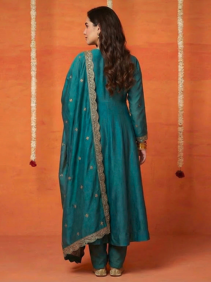Printed Cotton Blend Kurta With Pant &amp; Dupatta