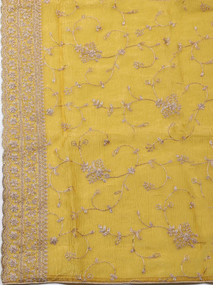 Woven Design Chanderi Unstitched Suit With Pant &amp; Dupatta