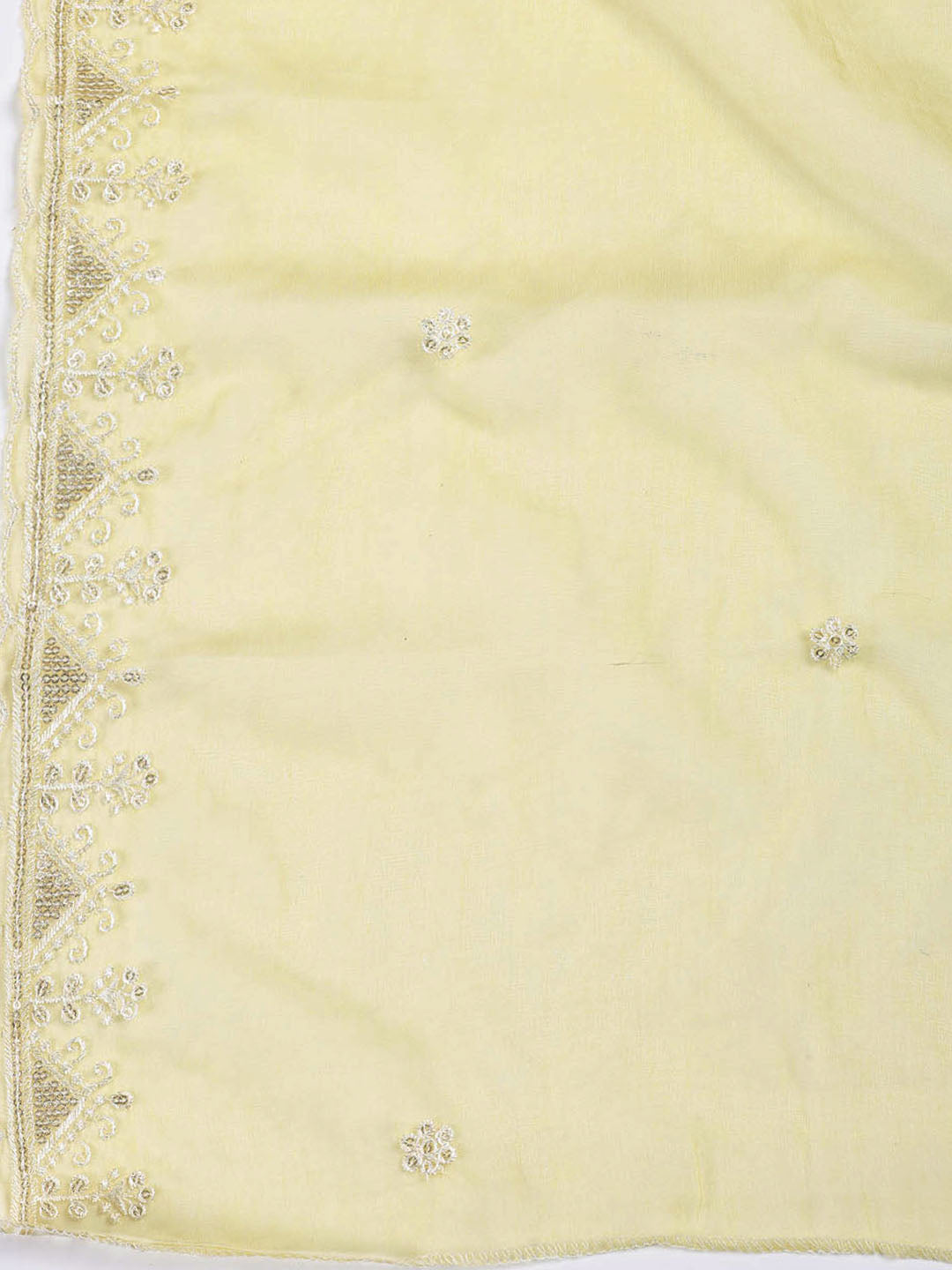 Neck Embroidered Chanderi Unstitched Suit With Dupatta