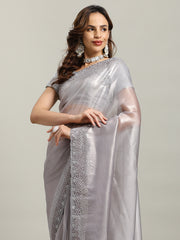 Sequence Embroidery Tissue Saree